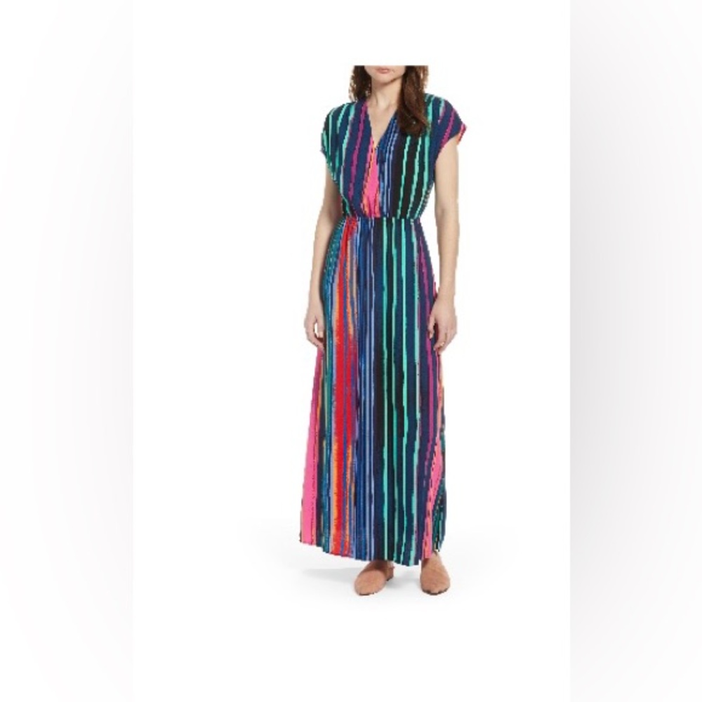 Halogen Vibrant Striped Maxi Dress